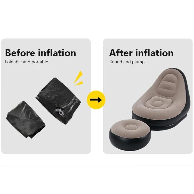 CloudLounge™ - Sofá Cama Inflable 2 en 1 con Reposapiés + Inflador