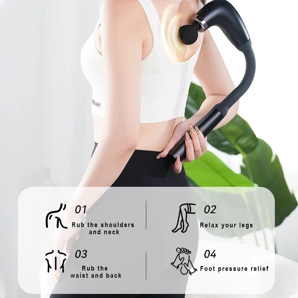 FlexReach™ - Masajeador Muscular de Percusión con Mango Extendido
