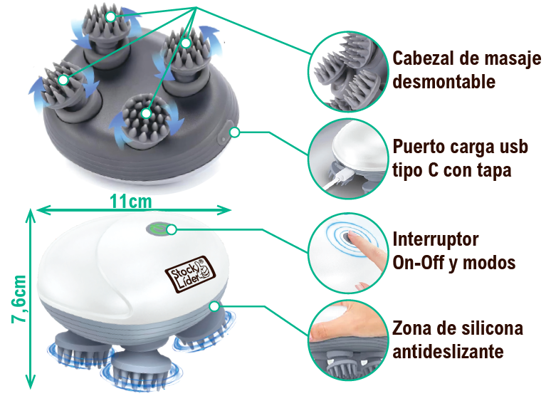 ScalpRelief™ Pro - Masajeador Impermeable 360° para Cuero Cabelludo y Cuerpo