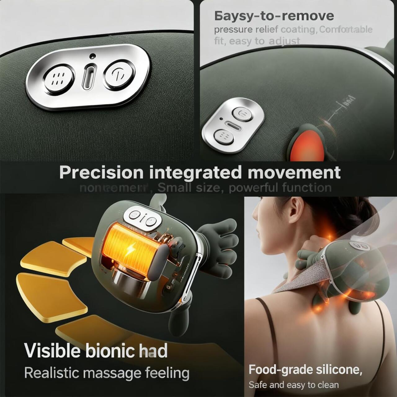 HandFeel™ Pro - Masajeador Cervical Biónico con Calor y Simulación de Manos