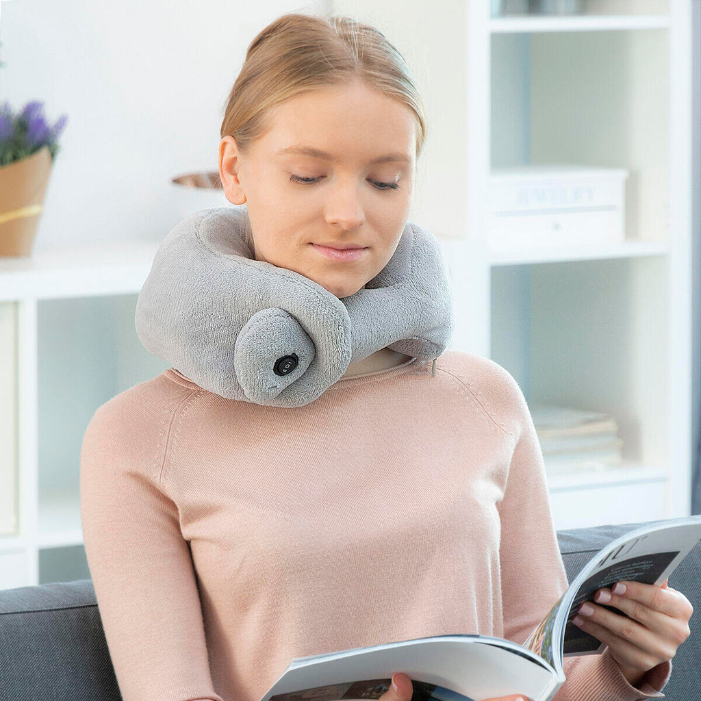 CloudRest™ Travel - Cojín Cervical Masajeador de Fibra Polar con Vibración Relajante